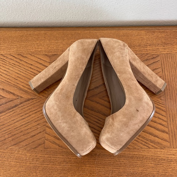 STEVE MADDEN Leather Pumps With Block Heels 7.5M - Picture 4 of 5